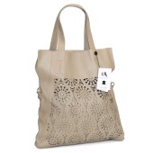 Geanta shopper din piele naturala DiAmanti Brindisi Taupe Deschis D1526